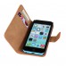 iPhone 5c - Genuine Leather Flip Stand Protective Phone Cover Case Wallet - Blue